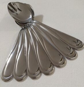 Hampton Swirl Soup Spoons Set Of 7 Glossy Stainless